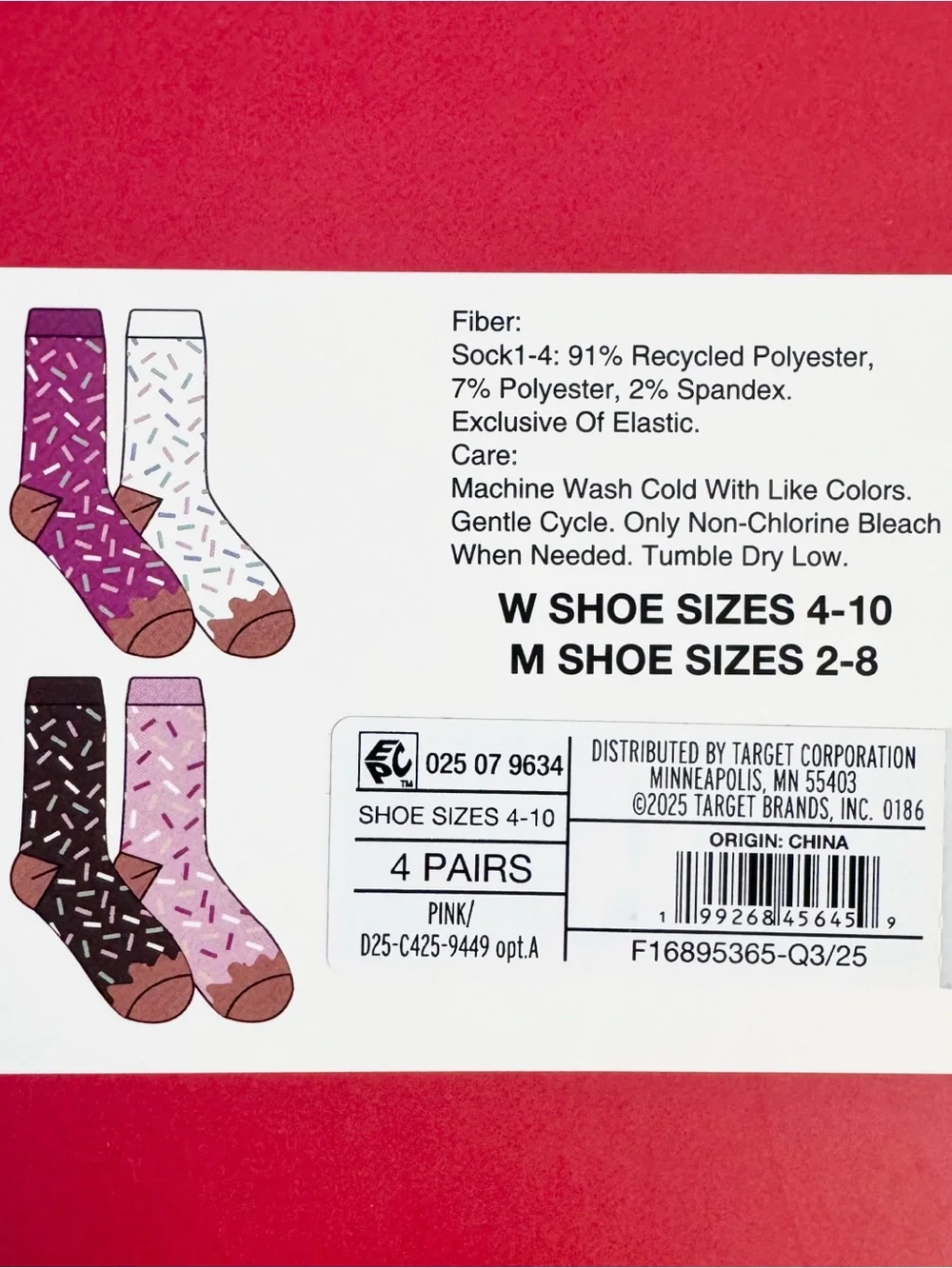 Sockingly Sweet Donut Sprinkles Crew Socks Two 4-Pack Gift Set Boxes NWT